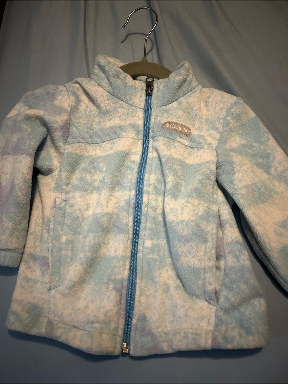 Columbia Light Blue and White Tie-Dye Fleece Jacket